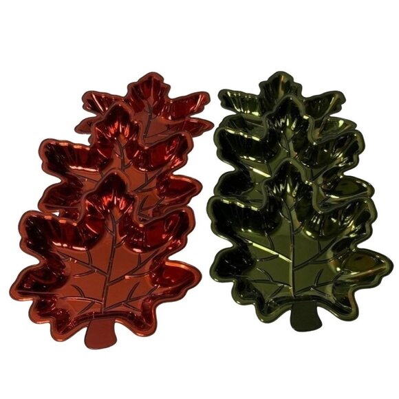 Autumn Leaf Snack Bowls Set of 6 Stackable Serving Bowls 8" Salsa Dish Nut Fall - Picture 1 of 11